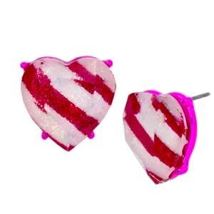 Betsey Johnson Peppermint Heart Earrings
